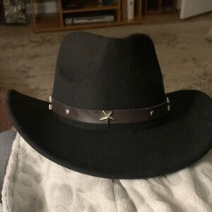 Elegant Black Western Hat with Star Accent